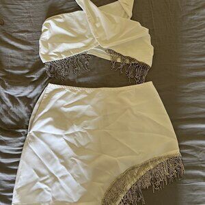 12th Tribe Burnin Love Fringe Halter Top and Skirt Set (Size L)